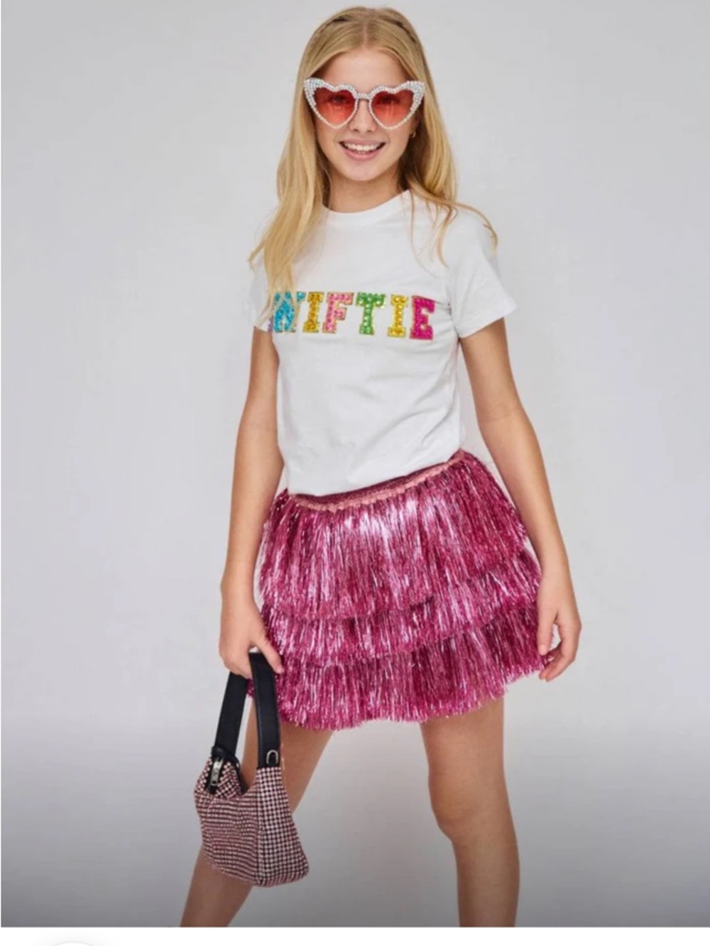 Girls Pink Shimmer Tinsel  Party Skirt Size 4